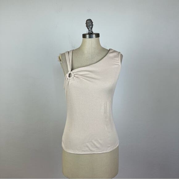 Anthropologie Sunday in Brooklyn Cream Ribbed One Shoulder Top - Picture 1 of 7